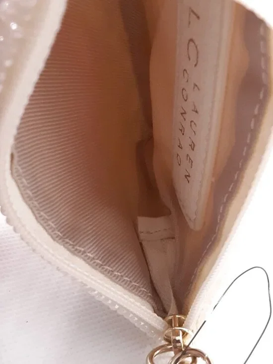 NEW pink heart hand beaded zippered change purse - Picture 4 of 7